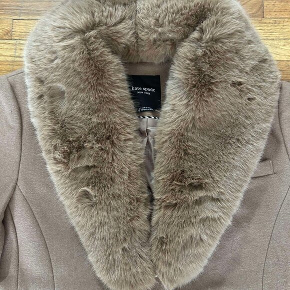 New Kate Spade camel fur removable collar coat XL - Picture 5 of 7